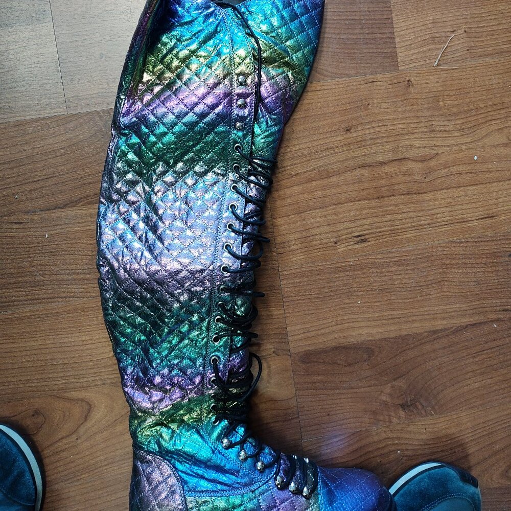 ANTHONY WANG MORELLA  OVER THE KNEE BOOTS COMBAT RAVE MERMAID GAGA - Picture 3 of 5